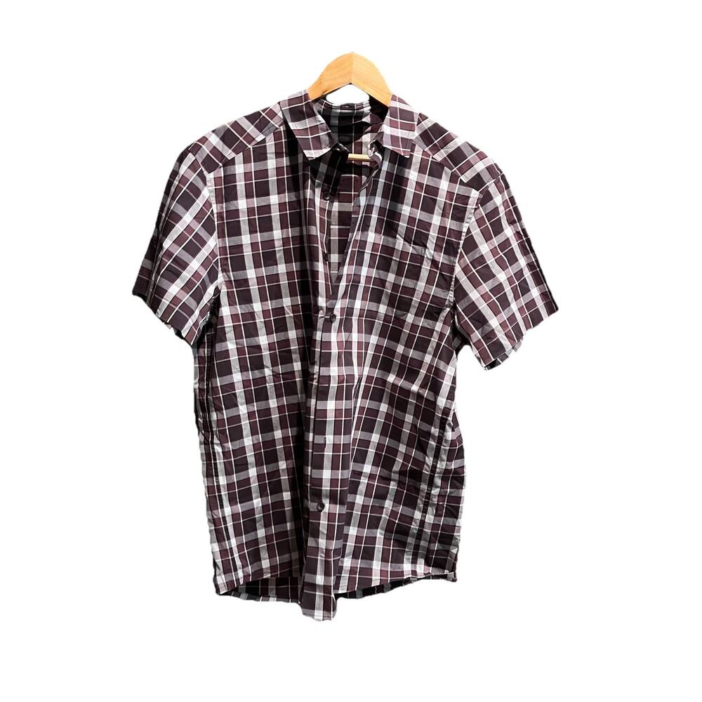 Arc'teryx Purple Plaid Brohm Short Sleeve Men's‎ Button Down Shirt Size Large